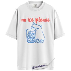 Alternative view of No Ice Please Cat Shirt, Sassy Line Art Kitty Graphic Tee, Funny Beverage Humor T-Shirt, Gift for Cat Moms, Comfort Colors Shirt