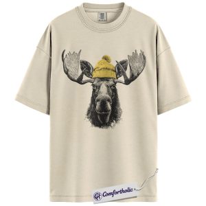 Moose Shirt, Vintage Beanie Moose Graphic Tee, Funny Cabin Outdoor Lover T-Shirt, Gift for Hikers & Campers, Comfort Colors Shirt