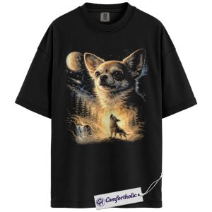 Chihuahua Shirt, Moonlit Chihuahua Portrait Graphic Tee, Small Dog Lover T-Shirt, Gift for Chihuahua Owners, Comfort Colors Shirt