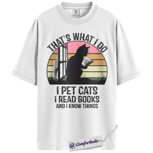 Alternative view of Cat Lover Bookish Shirt, I Pet Cats I Read Books Quote Graphic Tee, Funny Reading Cat Mom T-Shirt, Gift for Cat Moms Bookworms & Readers, Comfort Colors Shirt