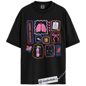 Respiratory Therapist Shirt, Cute Lungs Oxygen Tank Graphic Tee, RT RRT Respiratory Care T-Shirt, Respiratory Week Gift for ICU Hospital Staff, Comfort Colors Shirt