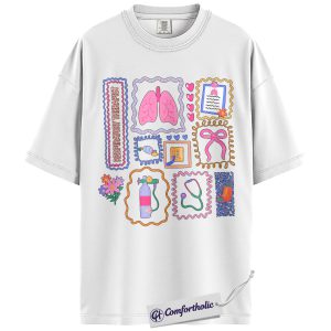 Alternative view of Respiratory Therapist Shirt, Cute Lungs Oxygen Tank Graphic Tee, RT RRT Respiratory Care T-Shirt, Respiratory Week Gift for ICU Hospital Staff, Comfort Colors Shirt