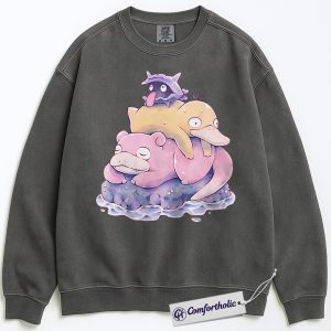 Psyduck Sweatshirt, Slowpoke Sweatshirt, Shellder Sweatshirt, PKM Sweatshirt, Anime Graphic Pullover, Comfort Colors Sweatshirt