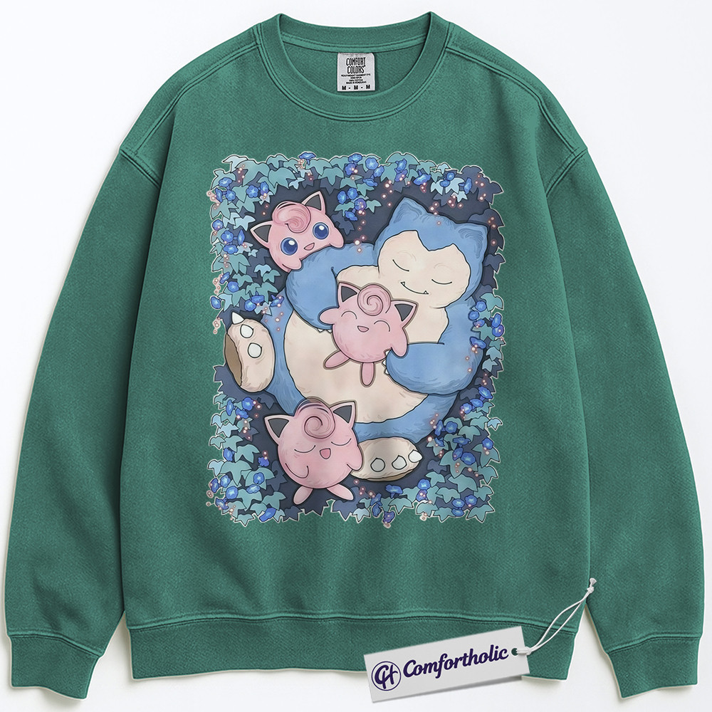 Snorlax vs Jigglypuff Sweatshirt, PKM Sweatshirt, Anime Graphic Pullover, Comfort Colors Sweatshirt - Image 7