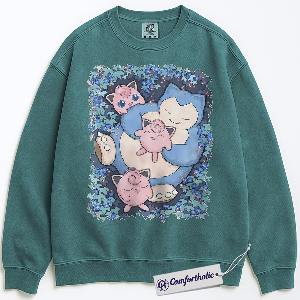 Snorlax vs Jigglypuff Sweatshirt, PKM Sweatshirt, Anime Graphic Pullover, Comfort Colors Sweatshirt - Image 8