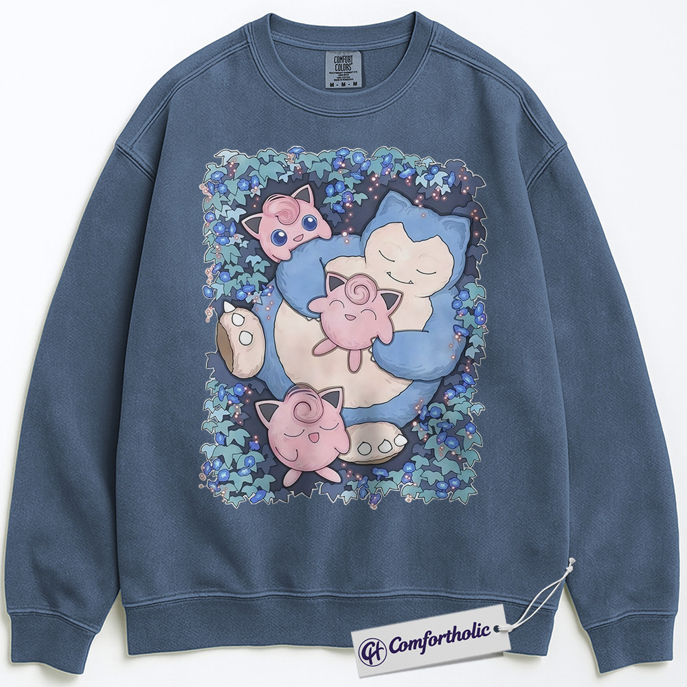 Snorlax vs Jigglypuff Sweatshirt, PKM Sweatshirt, Anime Graphic Pullover, Comfort Colors Sweatshirt