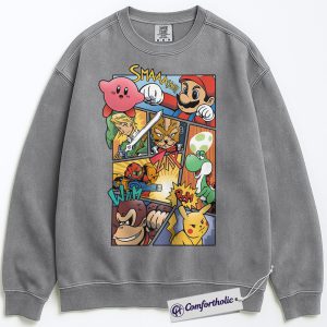 Alternative view of Super Smash Bros Sweatshirt, Nintendo Sweatshirt, Game Graphic Pullover, Comfort Colors Sweatshirt