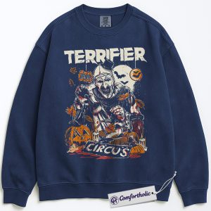 Alternative view of Terrifier Sweatshirt, Halloween Sweatshirt, Horror Sweatshirt, Movie Graphic Pullover, Comfort Colors Sweatshirt