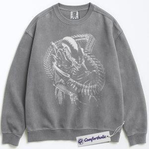 Alternative view of Xenomorph Sweatshirt, Alien vs Predator Sweatshirt, Movie Graphic Pullover, Comfort Colors Sweatshirt