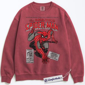 Alternative view of Spider-Man Sweatshirt, Marvel Comics Graphic Pullover, Comfort Colors Sweatshirt