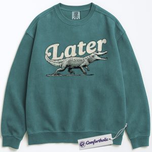 Alternative view of Later Alligator Sweatshirt, Funny Vintage Crocodile Graphic Pullover, Retro Animal Crewneck Sweatshirt, Cool Southern Style Gift, Later Gator Comfort Colors Sweatshirt